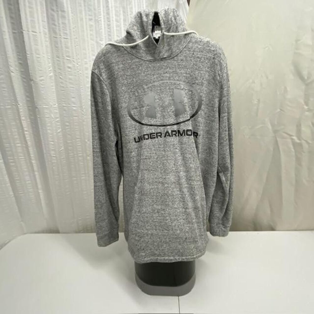 Under Armour Rival Terry Hoodie Mens XL Gray Logo 1378974-011 French Terry(354-3